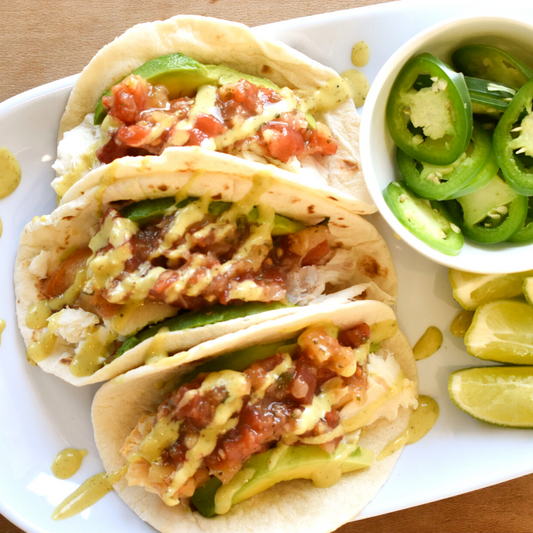 Peach Salsa Fish Tacos