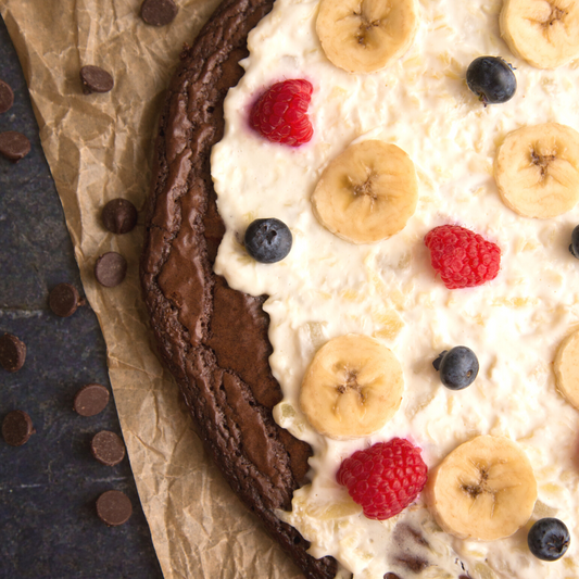 Banana Split Brownie Pizza