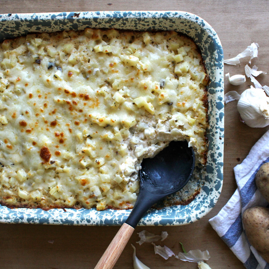 Cheesy Garlic Hash Brown Casserole