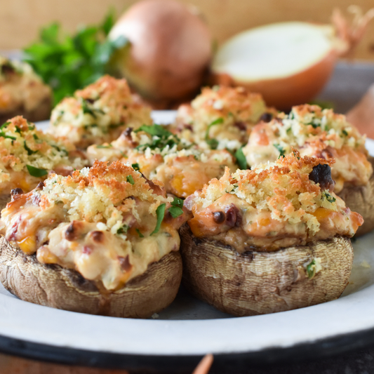 Sweet Onion & Bacon Stuffed Mushrooms