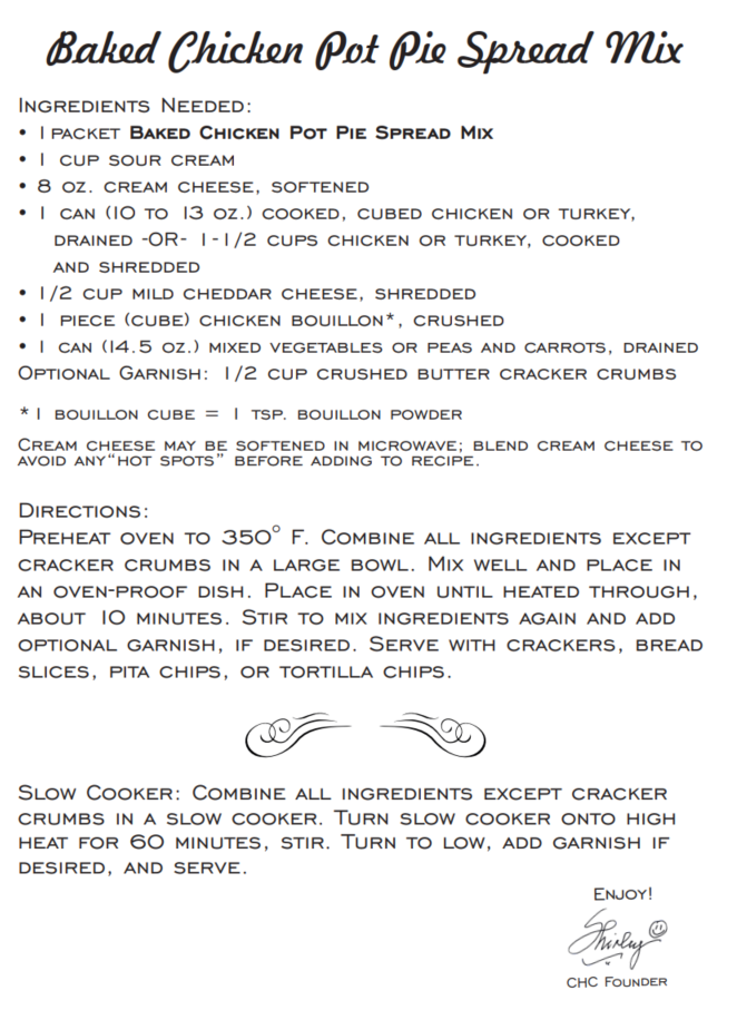Artisan Kitchen Baked Chicken Pot Pie Spread Mix - NEW RELEASE
