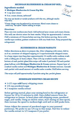 Taste of Michigan Blueberries & Cream Dip Mix