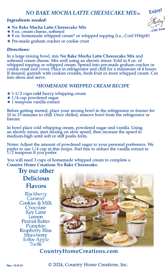 No Bake Mocha Latte Cheesecake Mix