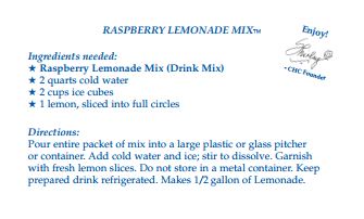 Raspberry Lemonade Mix