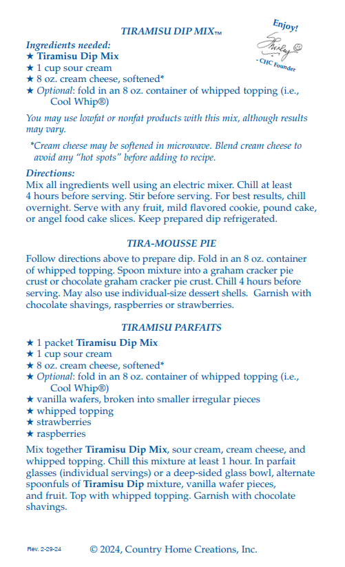 Tiramisu Dip Mix