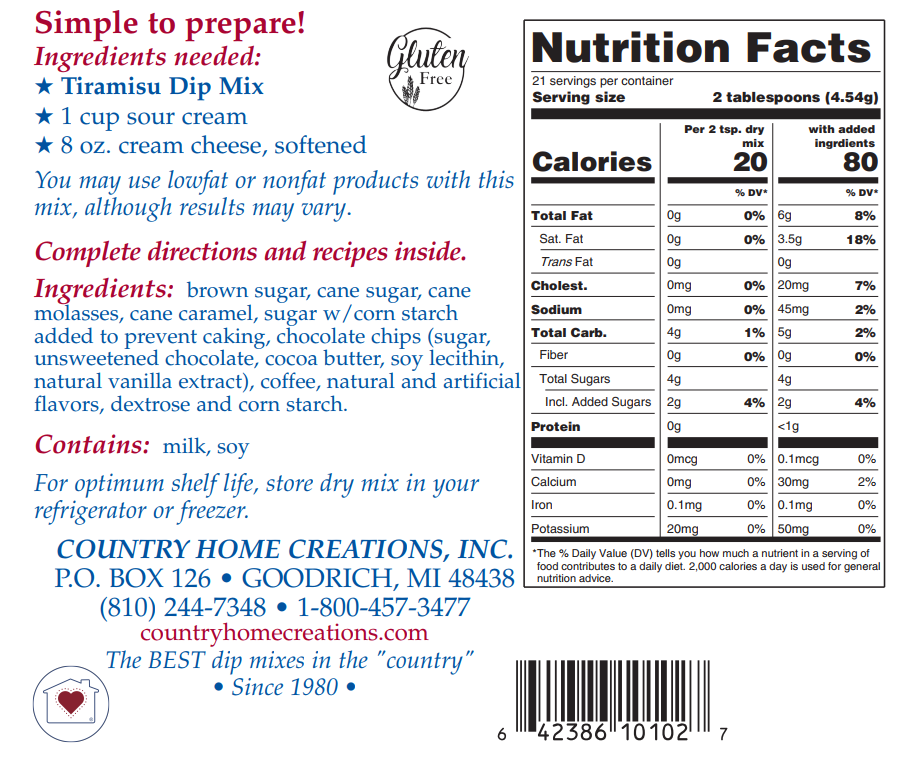 Tiramisu Dip Mix