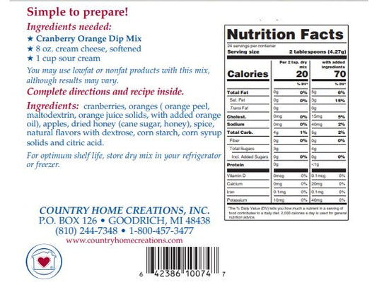 Cranberry Orange Dip Mix -VERY LIMITED QUANTITIES