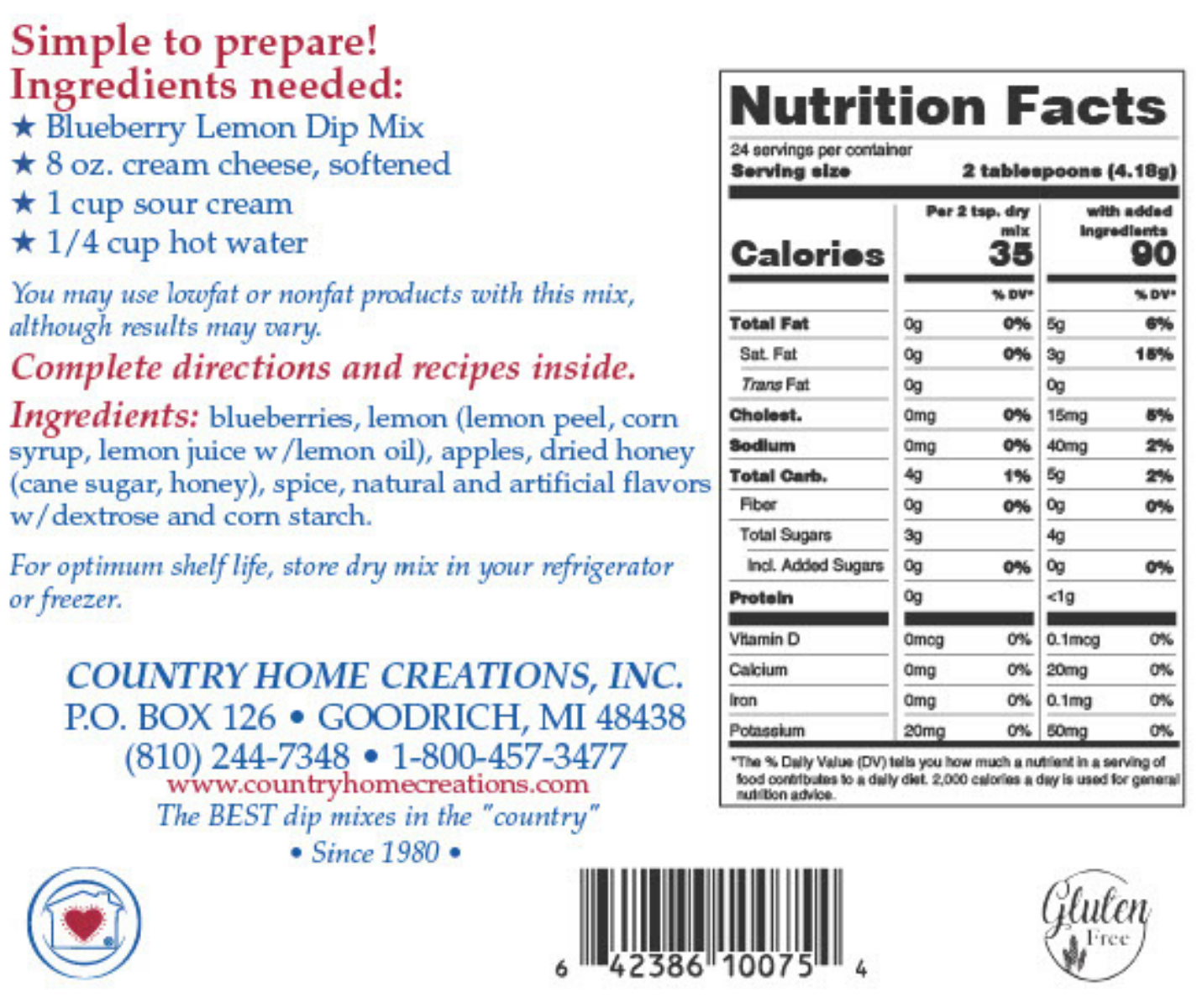 Blueberry Lemon Dip Mix - NEW & IMPROVED