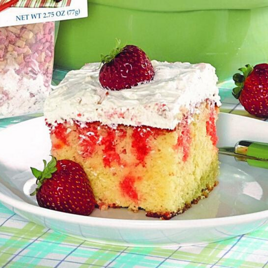 Strawberries & Cream Poke Cake