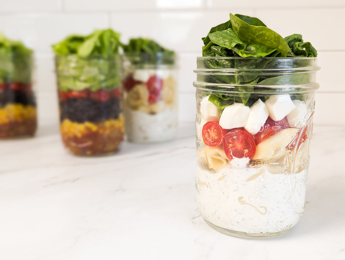 Parmesan Pesto Tortellini Mason Jar Salad