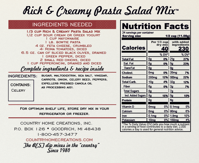 Artisan Kitchen Rich & Creamy Pasta Salad Mix-NEW RELEASE