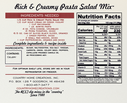 Artisan Kitchen Rich & Creamy Pasta Salad Mix-NEW RELEASE