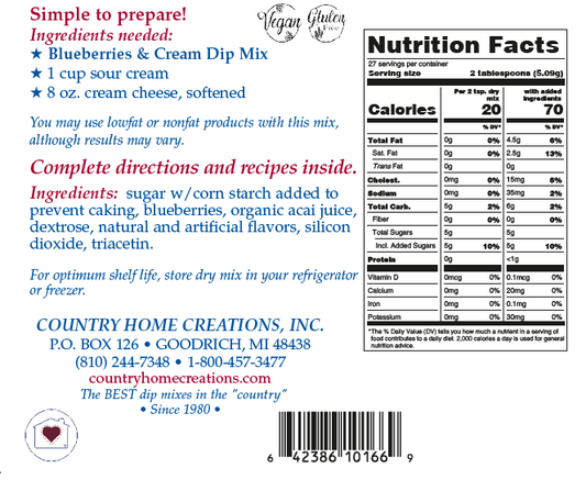 Taste of Michigan Blueberries & Cream Dip Mix