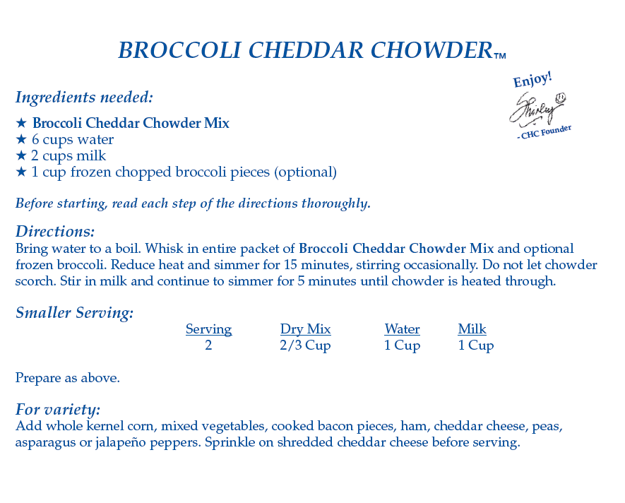 BROCCOLI CHEDDAR CHOWDER MIX - NEW RELEASE