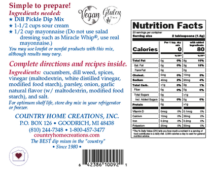 Dill Pickle Dip Mix