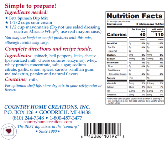 Feta Spinach Dip Mix - NEW RELEASE