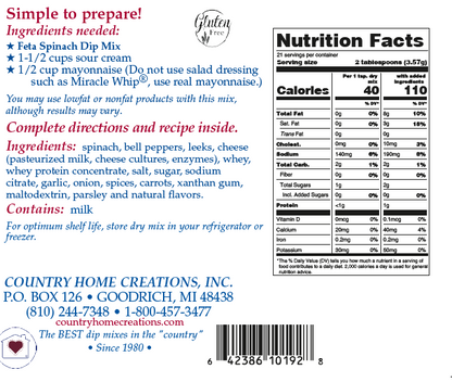 Feta Spinach Dip Mix - NEW RELEASE