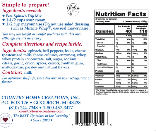 Feta Spinach Dip Mix - NEW RELEASE