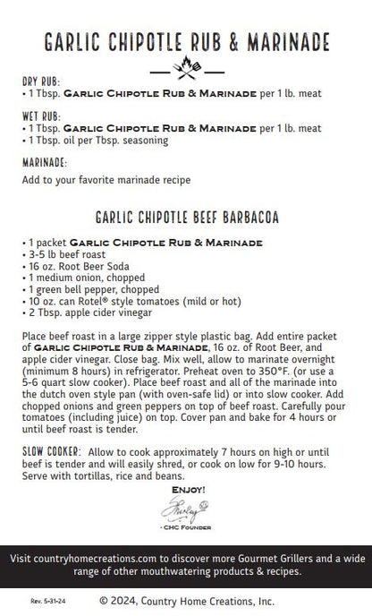 Gourmet Grillers Garlic Chipotle Rub & Marinade