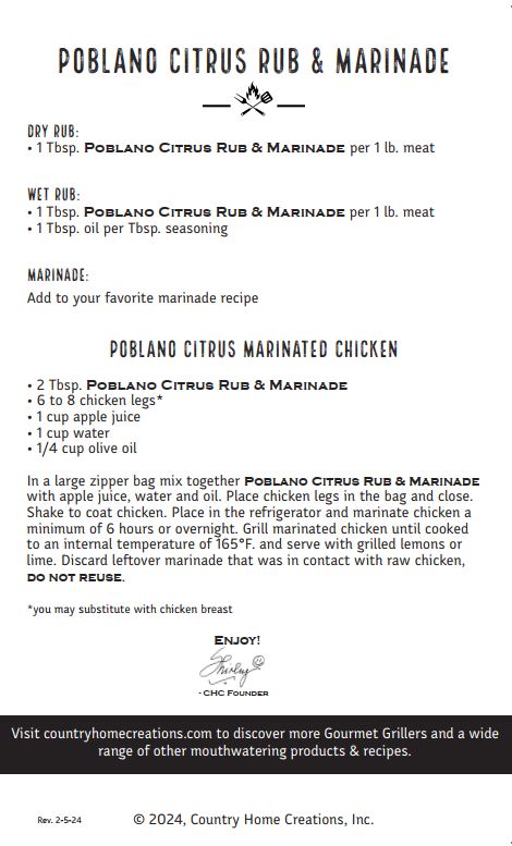 GOURMET GRILLERS POBLANO CITRUS RUB & MARINADE