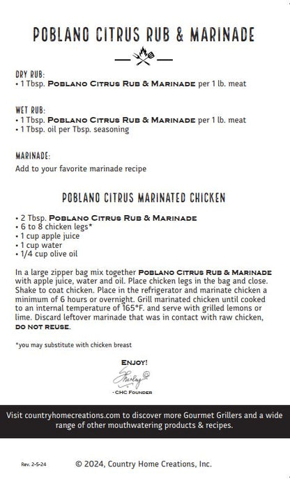 Gourmet Grillers Poblano Citrus Rub & Marinade