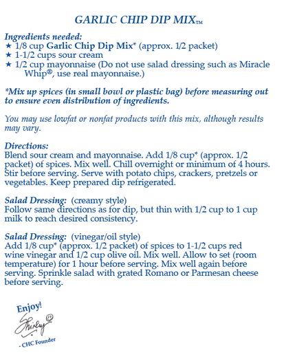 Garlic Chip Dip Mix-NEW RELEASE