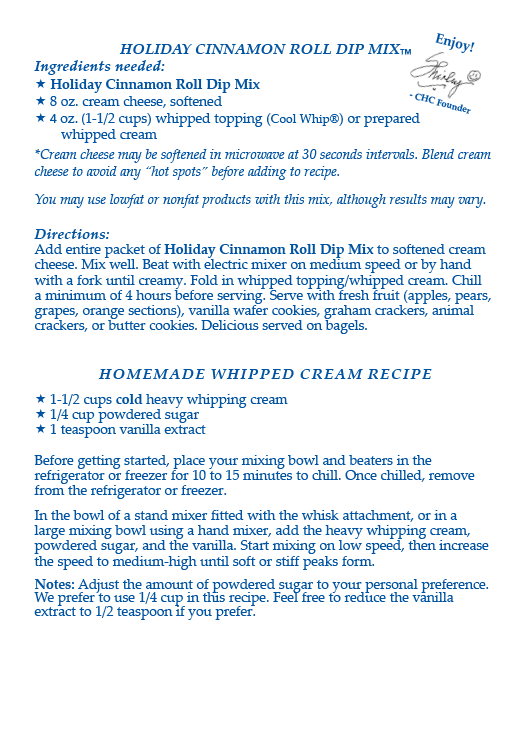 Holiday Cinnamon Roll Dip Mix