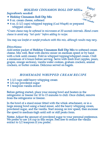 Holiday Cinnamon Roll Dip Mix