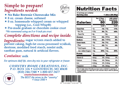 No Bake Brownie Cheesecake Mix -  For a Limited time Only