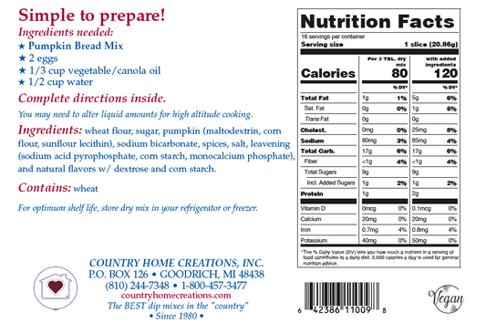 Pumpkin Bread Mix