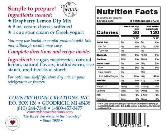 Raspberry Lemon Dip Mix