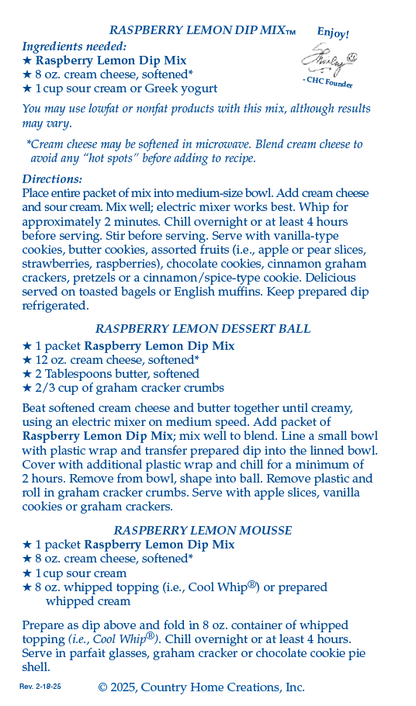 Raspberry Lemon Dip Mix