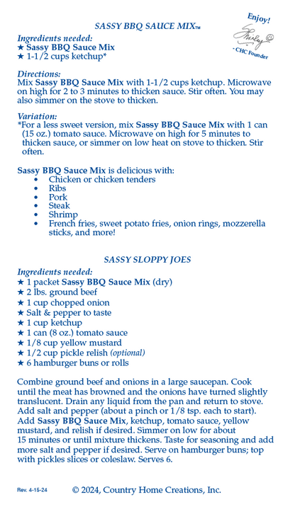 Sassy BBQ Sauce Mix