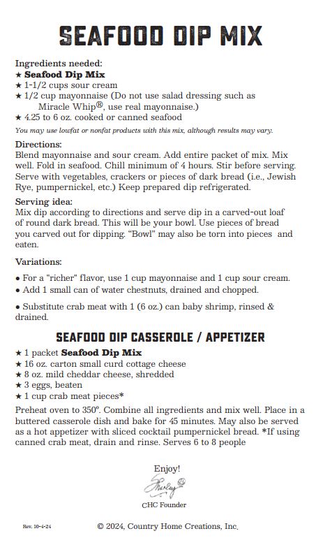 COASTAL KITCHEN SEAFOOD DIP MIX - NEW RELEASE