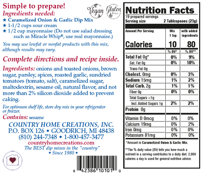 Caramelized Onion & Garlic Dip Mix