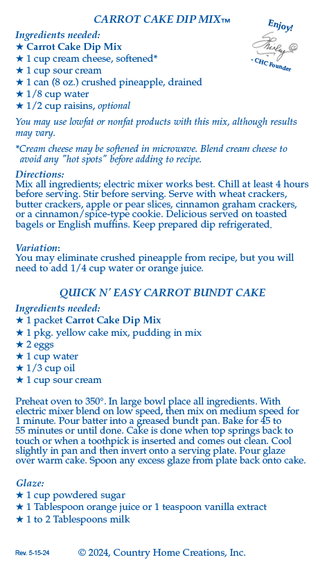 Carrot Cake Dip Mix