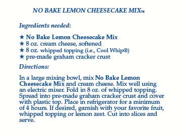 No-Bake Lemon Cheesecake Mix – Country Home Creations