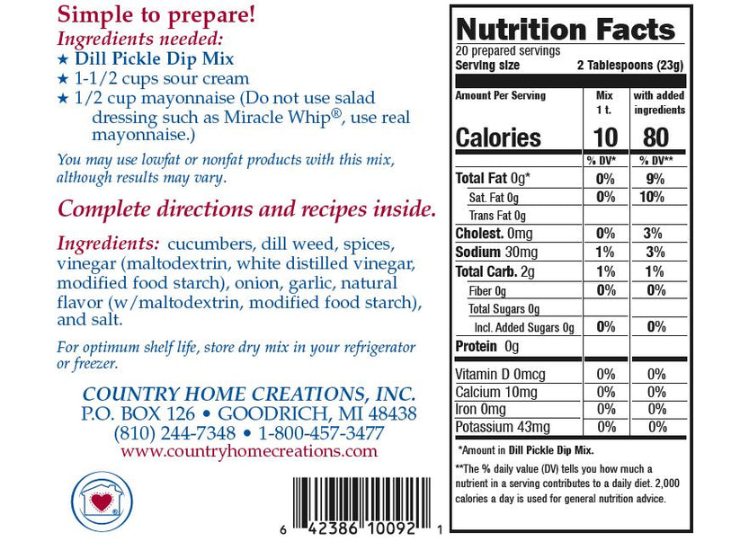 Dill Pickle Dip Mix Country Home Creations