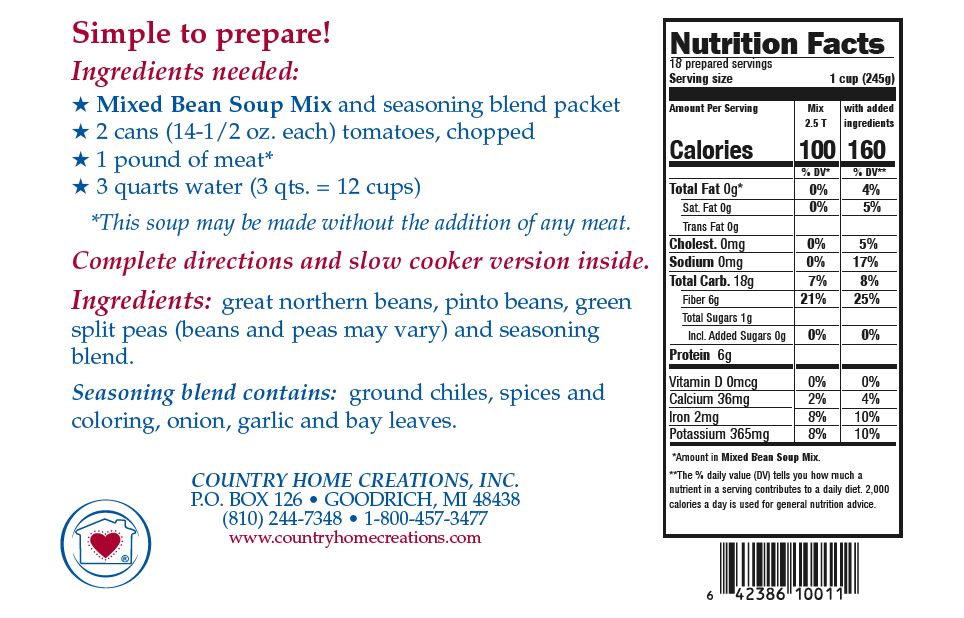 Mixed Bean Soup Mix – Country Home Creations